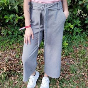 Zara Gingham Wide Leg Cropped Trousers